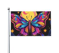 Mexpekil Bandiere a forma di farfalla, luna, stella, 1,5 x 0,9 m, con occhielli, doppia faccia, bandiera decorativa per esterni, per la Coppa del Mondo di calcio, strada, feste, vacanze, casa