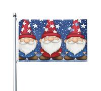 Mexpekil Bandiere a stella blu con gnomi carini, 1,5 x 0,9 m, con occhielli, bandiera decorativa su entrambi i lati, per festival, per esterni, per la Coppa del Mondo di calcio, strada, feste, vacanze