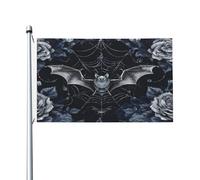 Mexpekil Bandiere bianche e nere con rosa pipistrello 1,5 m x 0,9 m con occhielli doppia bandiera per festival bandiera decorativa per esterni per la Coppa del Mondo di calcio, strada, feste, vacanze