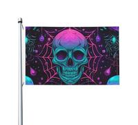 Mexpekil Bandiere colorate con teschio al neon ragnatela 1,5 x 0,9 m con occhielli bandiera per festival bandiera decorativa per esterni per la Coppa del Mondo di calcio, strada, feste, vacanze, casa