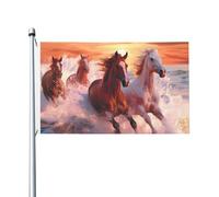 Mexpekil Bandiere con cavallo che corre, tramonto sul mare, 1,5 x 0,9 m, con occhielli, bandiera decorativa per esterni, bandiera decorativa per esterni per la Coppa del Mondo di calcio, strada, feste