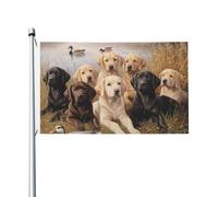 Mexpekil Bandiere con cuccioli di Labrador Retriever, 1,5 x 0,9 m, con occhielli, doppia faccia, per festival, striscione decorativo per esterni, per la Coppa del Mondo di calcio, strada, feste