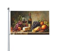 Mexpekil Bandiere con formaggio, vino, frutta, 1,5 x 0,9 m, con occhielli, bandiera decorativa per esterni, per feste e feste in casa, per la Coppa del Mondo di calcio, per strada, feste, vacanze