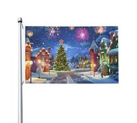 Mexpekil Bandiere con scena natalizia in stile cartone animato, 1,5 x 0,9 m, con occhielli, bandiera decorativa per esterni, per la Coppa del Mondo di calcio, strada, feste, vacanze, casa