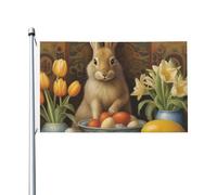 Mexpekil Bandiere floreali a forma di coniglio pasquale, 1,5 x 0,9 m, con occhielli, bandiera decorativa su entrambi i lati, per festival, per esterni, per la Coppa del Mondo di calcio, strada, feste
