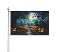 Mexpekil Bandiere notturne con albero di Halloween, 1,5 x 0,9 m, con occhielli, doppia faccia, per festival, striscione decorativo per esterni per la Coppa del Mondo di calcio, strada, feste, vacanze