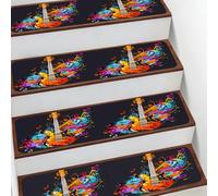 Mexpekil Battistrada per scale, 10 pezzi, motivo arcobaleno musicale, con note antiscivolo per chitarra, gradini per gradini