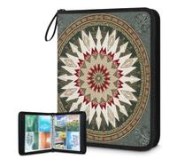 Mexpekil Beautiful Star Mandala - Raccoglitore per carte con 4 tasche con 50 pagine a caricamento laterale, per 400 carte, con cerniera, impermeabile, porta carte