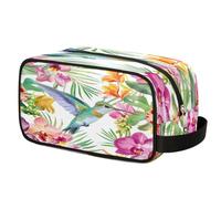 Mexpekil Beauty case con fiori di iris e colibrì primaverile, organizer per cosmetici, cosmetici, custodia da viaggio per donne, uomini, ragazzi e ragazze
