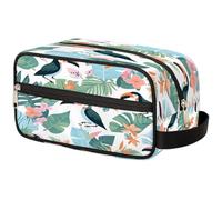 Mexpekil Beauty case con foglie di palma tropicale e fiore di tucano, organizer per cosmetici, cosmetici, cosmetici, custodia da viaggio per donne, uomini, ragazzi e ragazze
