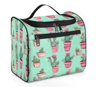 Mexpekil Beauty case da viaggio con albero di cactus tropicale, per donne e uomini, grande, impermeabile, per trucco e cosmetici, Multicolore, 10.2 x 6.5 x 9.2 inches, Beauty case