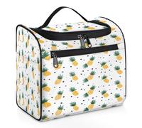 Mexpekil Beauty case da viaggio con ananas tropicale, a pois, da appendere, per donne e uomini, grande, impermeabile, per trucco e cosmetici, Multicolore, 10.2 x 6.5 x 9.2 inches, Beauty case