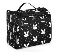 Mexpekil Beauty case da viaggio con grazioso coniglietto a pois da appendere per donne e uomini, grande, impermeabile, per trucco e cosmetici, Multicolore, 10.2 x 6.5 x 9.2 inches, Beauty case