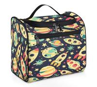Mexpekil Beauty case da viaggio con pianeta spaziale retrò, da appendere, per donne e uomini, grande, impermeabile, per cosmetici, Multicolore, 10.2 x 6.5 x 9.2 inches, Beauty case
