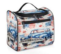 Mexpekil Beauty case da viaggio da appendere con 11 scomparti, 4 luglio, bandiera blu per auto, patriottismo, impermeabile, organizer da viaggio per accessori shampoo contenitore di dimensioni