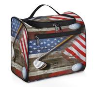 Mexpekil Beauty case da viaggio da appendere con 11 scomparti, bandiera da golf, patriottismo, impermeabile, organizer da viaggio per accessori shampoo, contenitori per articoli da toeletta di