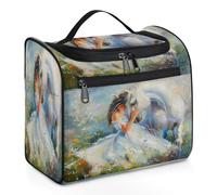 Mexpekil Beauty case da viaggio da appendere con 11 scomparti, Beauty Comforting a White Horse Watercolor Water Resistant Makeup Cosmetic Bag Organizer da viaggio per accessori Shampoo Contenitore