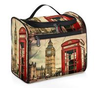 Mexpekil Beauty case da viaggio da appendere con 11 scomparti, Big Ben UK Rose, impermeabile, organizer da viaggio per accessori, shampoo, articoli da toeletta, Big Ben UK Rose
