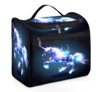 Mexpekil Beauty case da viaggio da appendere con 11 scomparti, borsa per cosmetici e trucchi impermeabile Dream Unicorn, organizer da viaggio per accessori, shampoo, contenitori per articoli da