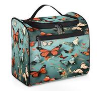 Mexpekil Beauty case da viaggio da appendere con 11 scomparti, farfalla con bagliori luminosi, astrazione, animale, impermeabile, organizer da viaggio per accessori shampoo full-size Contai, Farfalla