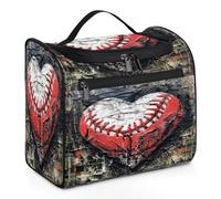 Mexpekil Beauty case da viaggio da appendere con 11 scomparti, ferita da baseball a forma di cuore ferito, resistente all'acqua, organizer da viaggio per accessori, shampoo, contenitori per articoli