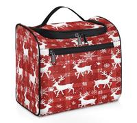 Mexpekil Beauty case da viaggio da appendere con 11 scomparti, fiocco di neve e cervo Harmony resistente all'acqua, organizer da viaggio per accessori, shampoo, contenitori per articoli da toeletta di