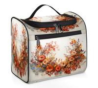 Mexpekil Beauty case da viaggio da appendere con 11 scomparti, ghirlanda di foglie d'acero, impermeabile, organizer da viaggio per accessori, shampoo, articoli da toeletta, Corona di foglie d'acero