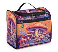 Mexpekil Beauty case da viaggio da appendere con 11 scomparti, grande astrattismo di funghi resistenti all'acqua, organizer da viaggio per accessori, shampoo, contenitori per articoli da toeletta di