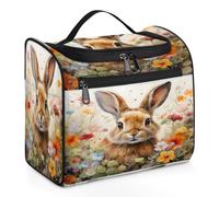 Mexpekil Beauty case da viaggio da appendere con 11 scomparti, graziosa ghirlanda di coniglio, impermeabile, organizer da viaggio per accessori, shampoo, articoli da toeletta, Graziosa ghirlanda di