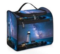 Mexpekil Beauty case da viaggio da appendere con 11 scomparti, motivo faro in The Darkness Hope, impermeabile, organizer da viaggio per accessori, shampoo, contenitori per articoli da toeletta, Faro