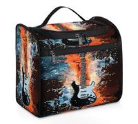 Mexpekil Beauty case da viaggio da appendere con 11 scomparti, per chitarra elettronica, resistente all'acqua e al fuoco, organizer da viaggio per accessori, shampoo, articoli da toeletta, Acqua e