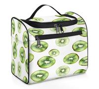 Mexpekil Beauty case da viaggio da appendere con 11 scomparti, resistente all'acqua, alla frutta kiwi, organizer da viaggio per accessori, shampoo, articoli da toeletta, Kiwi