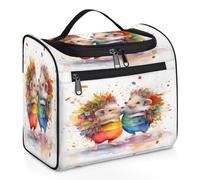 Mexpekil Beauty case da viaggio da appendere con 11 scomparti, ricci, viola, violoncellista, musicista, esecutore, borsa per trucchi e cosmetici, organizer da viaggio per accessori shampoo full-size