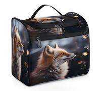 Mexpekil Beauty case da viaggio da appendere con 11 scomparti, volpe nella neve che guarda in lontananza, impermeabile, organizer da viaggio per accessori shampoo contenitore full-size per, Volpe