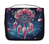 Mexpekil Beauty case da viaggio da appendere per donne, acchiappasogni, rosa, grande, portatile, organizer per trucchi e cosmetici, per ragazze e ragazzi