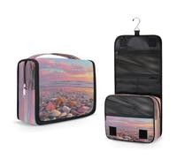 Mexpekil Beauty case da viaggio da appendere per donne, conchiglie colorate, stella marina, tramonto, grande, portatile, organizer per trucchi e cosmetici, per ragazze e ragazzi