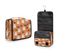 Mexpekil Beauty case da viaggio da appendere per donne, fantasmi, pipistrelli, ragno, grande, portatile, organizer per trucchi e cosmetici, per ragazze e ragazzi
