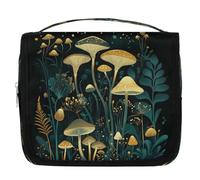 Mexpekil Beauty case da viaggio da appendere per donne, funghi luminosi, piante, grande, portatile, organizer per trucchi e cosmetici, per ragazze e ragazzi