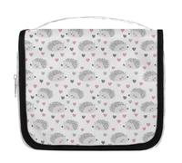 Mexpekil Beauty case da viaggio da appendere per donne, riccio, cuori, grande, portatile, organizer per trucchi e cosmetici, per ragazze e ragazzi