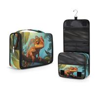 Mexpekil Beauty case da viaggio da appendere, per donne, uomini, bambini, animali della foresta, camaleonte, borsa per il trucco da viaggio, impermeabile, grande organizer portatile con gancio e 4