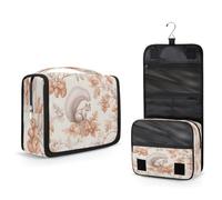 Mexpekil Beauty case da viaggio da appendere per donne, uomini, bambini, animali, scoiattolo, noce, bacche, albero, borsa per il trucco da viaggio, impermeabile, grande organizer portatile per