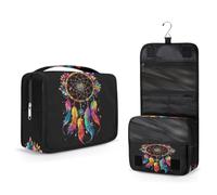 Mexpekil Beauty case da viaggio da appendere, per donne, uomini, bambini, colorato, floreale, acchiappasogni, borsa per il trucco, impermeabile, grande, portatile, organizer per cosmetici con gancio e