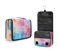 Mexpekil Beauty case da viaggio, da appendere, per donne, uomini, bambini, con frammenti di vetro colorato, impermeabile, grande, portatile, con gancio e 4 scomparti