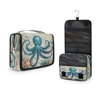 Mexpekil Beauty case da viaggio da appendere per donne, vintage, con mappa di polipo, grande, portatile, organizer per cosmetici, per ragazze e ragazzi
