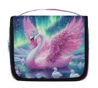 Mexpekil Beauty case da viaggio da donna con cigno _ Ali rosa Galaxy grande borsa portatile per trucchi cosmetici borse per ragazze ragazzi
