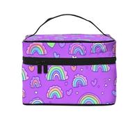 Mexpekil Beauty case da viaggio da donna, grande capacità, organizer per trucchi, borsa portatile per articoli da toeletta per donne e ragazze, Cuori Piccoli Arcobaleni, Taglia unica