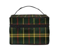 Mexpekil Beauty case da viaggio da donna, grande capacità, organizer per trucchi, borsa portatile per articoli da toeletta per donne e ragazze, Plaid Verde Giallo Rosso, Taglia unica