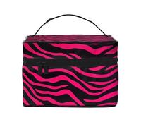 Mexpekil Beauty case da viaggio da donna, grande capacità, organizer per trucchi, borsa portatile per articoli da toeletta per donne e ragazze, Stampa zebra nera rosa acceso, Taglia unica