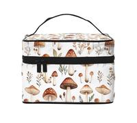 Mexpekil Beauty case da viaggio da donna, grande capacità, organizer per trucchi, borsa portatile per articoli da toeletta per donne e ragazze, Motivo funghi, Taglia unica