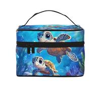 Mexpekil Beauty case da viaggio da donna, grande capacità, organizer per trucchi, borsa portatile per articoli da toeletta per donne e ragazze, Baby Turtle Sea, Taglia unica